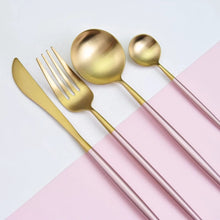 Load image into Gallery viewer, Pink Gold Silverware Set