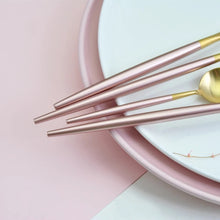 Load image into Gallery viewer, Pink Gold Silverware Set