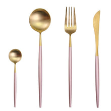 Load image into Gallery viewer, Pink Gold Silverware Set