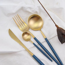 Load image into Gallery viewer, Blue Gold Tableware Cutlery Set