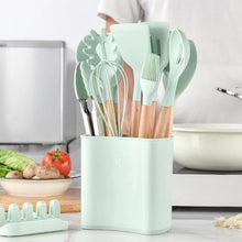 Load image into Gallery viewer, 13Pcs Silicone Cooking Utensils Wooden Handle With Stainless Steel Storage Box, Nonstick Cookware (BPA Free)