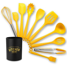 Load image into Gallery viewer, Yellow Kitchen Utensil Set, Stainless Steel & Silicone Heat Resistant Professional Cooking Tools (BPA Free)