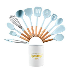 Load image into Gallery viewer, New Tiffany Blue &amp; White Silicone Cooking Utensils (BPA Free)
