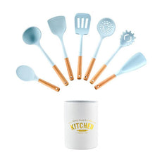 Load image into Gallery viewer, New Tiffany Blue & White Silicone Cooking Utensils (BPA Free)