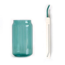 Load image into Gallery viewer, Can Shaped Colored Glass Cups With Straws