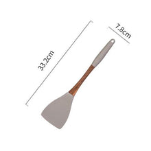 Load image into Gallery viewer, Gray Silicone Cooking Utensils with Wooden Handles (BPA Free)