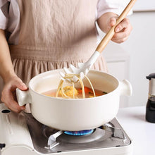 Load image into Gallery viewer, White/Black Silicone Cooking Utensils with Wooden Handles for Nonstick Cookware