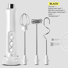 Load image into Gallery viewer, Rechargeable Milk Frother Handheld With 3 Stainless Whisk and Charging Base