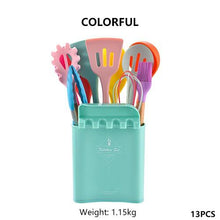 Load image into Gallery viewer, 13Pcs Silicone Cooking Utensils Wooden Handle With Stainless Steel Storage Box, Nonstick Cookware (BPA Free)