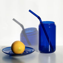 Load image into Gallery viewer, Can Shaped Colored Glass Cups With Straws