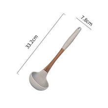 Load image into Gallery viewer, Gray Silicone Cooking Utensils with Wooden Handles (BPA Free)