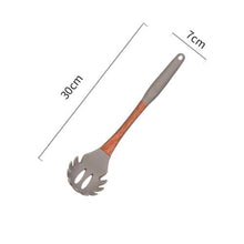 Load image into Gallery viewer, Gray Silicone Cooking Utensils with Wooden Handles (BPA Free)