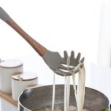 Load image into Gallery viewer, Gray Silicone Cooking Utensils with Wooden Handles (BPA Free)