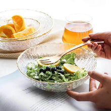 Load image into Gallery viewer, Hammered Texture Glass Bowl with Gold Trim