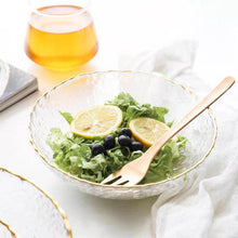 Load image into Gallery viewer, Hammered Texture Glass Bowl with Gold Trim