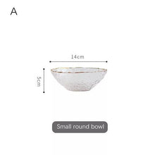 Load image into Gallery viewer, Hammered Texture Glass Bowl with Gold Trim