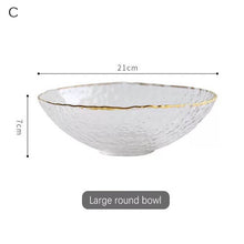 Load image into Gallery viewer, Hammered Texture Glass Bowl with Gold Trim
