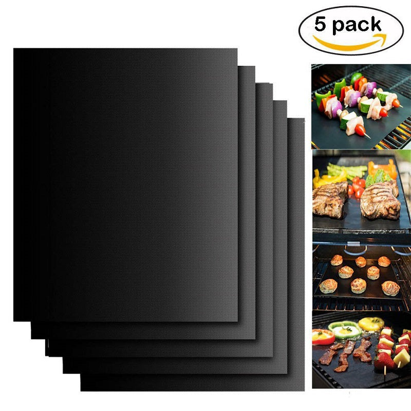 Grill Mat Set of 5-100% Non-Stick BBQ Grill Mats, Easy to Clean