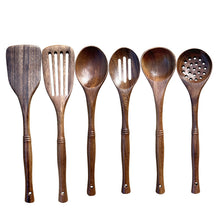 Load image into Gallery viewer, INSETLAN Solid Wood Frying Shovel Kitchen Non-Stick Pan Drain Shovel Wooden Kitchen Utensils High Temperature Resistant Cooking Shovel Salad Spoon Wooden Kitchen Utensils Set
