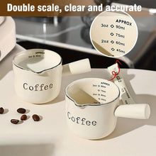 Load image into Gallery viewer, INSETLAN Espresso Cups, 2 Pack Espresso Coffee Ceramic Measuring Cup, 90ML Espresso Cups with Handle, Espresso Shot Coffee Cup with V-Shaped Mouth, Pitcher for Coffee Espresso Making Frothing
