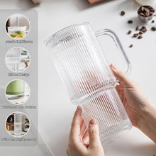 Load image into Gallery viewer, INSETLAN 26oz Ribbed Glass Tumbler with Handle &amp; Lid – 2-Pack Large Iced Coffee Cups with Straws, Modern Glass Mug for Cold &amp; Hot Beverages, Aesthetic Travel Cup for Smoothies, Tea, and Juice
