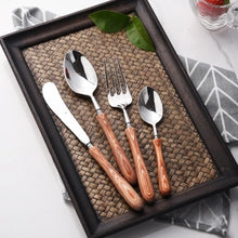 Load image into Gallery viewer, Stainless Steel Cutlery With Wooden Handle Set
