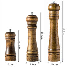 Load image into Gallery viewer, Wooden Salt and Pepper Mills Shakers with Cleaning Brush &amp; Wood Stand
