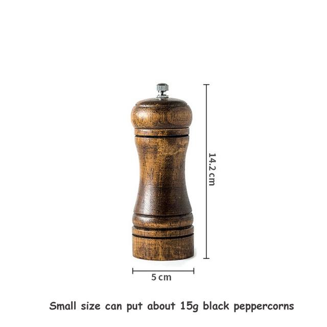 Wooden Salt and Pepper Mills Shakers with Cleaning Brush & Wood Stand