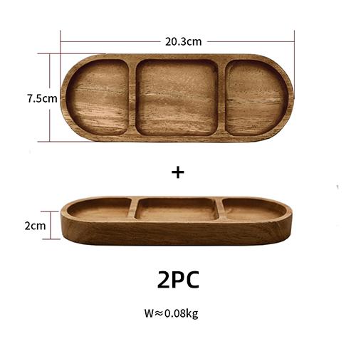 Rectangle 3-Compartment Wood Serving Tray