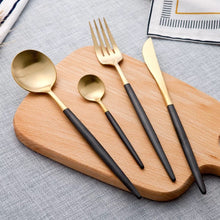 Load image into Gallery viewer, Black Gold Cutlery Set
