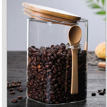 Load image into Gallery viewer, Clear Glass Containers for Pantry with Wooden Spoon
