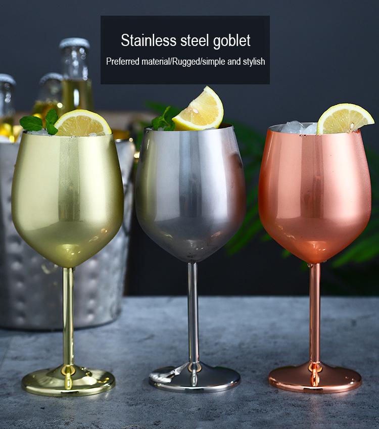 Stemmed Stainless Steel Wine Glasses, Elegant Silver Tone Drinkware for Cocktails