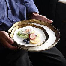 Load image into Gallery viewer, Ceramic Dinner Plates, Nordic Style Marble Gold Inlay Dinner Plates
