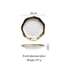Load image into Gallery viewer, Ceramic Dinner Plates, Nordic Style Marble Gold Inlay Dinner Plates
