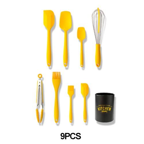 9Pcs Silicone Cooking Utensils Set Stainless Steel Handle Kitchen