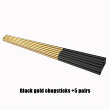 Load image into Gallery viewer, 5 Pairs Premium 304 Stainless Steel Chopsticks(Black&amp;Gold)
