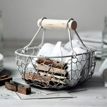 Load image into Gallery viewer, Oval Wire Basket with Wood Handles
