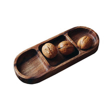 Load image into Gallery viewer, Rectangle 3-Compartment Wood Serving Tray
