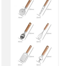Load image into Gallery viewer, Kitchen Tool Wooden Handle Stainless Steel Set
