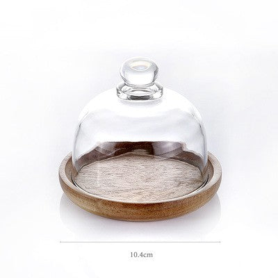 Transparent Glass Storage Canister Holder with Wood Lid