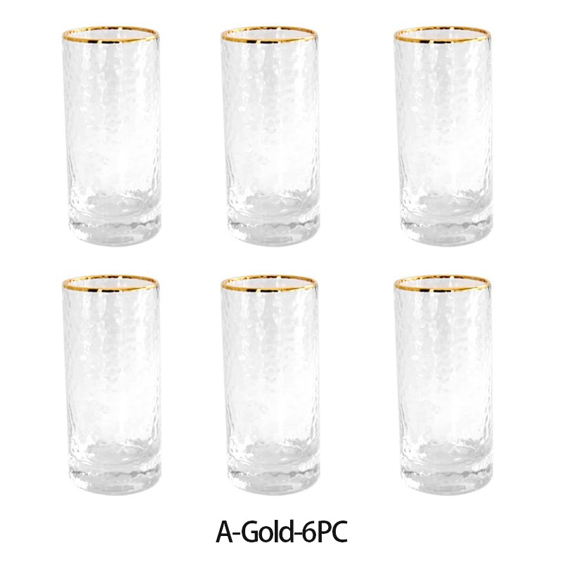 Gold Edge Hammer Drinking Glasses, Perfect for Dinner Parties