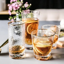 Load image into Gallery viewer, Gold Edge Hammer Drinking Glasses, Perfect for Dinner Parties
