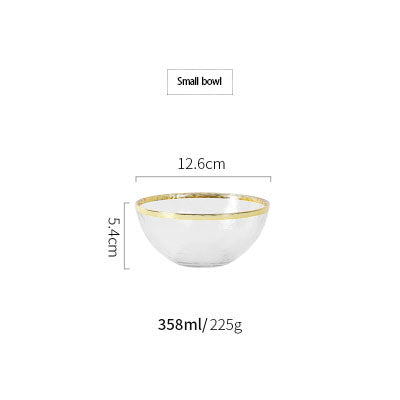 Irregular Gold Inlay Edge Glass Serving Bowls and Plates