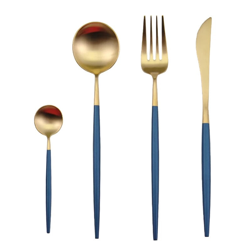 Blue Gold Tableware Cutlery Set