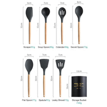 Load image into Gallery viewer, 12Pcs Silicone Cooking Utensils Wooden Handle With Stainless Steel Storage Box, Nonstick Cookware (BPA Free)
