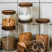 Load image into Gallery viewer, Glass Storage Containers, Airtight Glass Jars with Bamboo Lids
