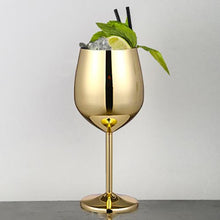 Load image into Gallery viewer, Stemmed Stainless Steel Wine Glasses, Elegant Silver Tone Drinkware for Cocktails
