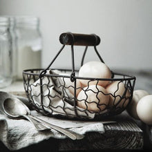 Load image into Gallery viewer, Oval Wire Basket with Wood Handles
