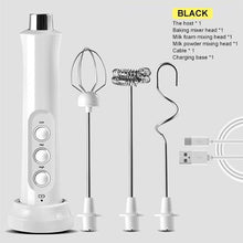 Load image into Gallery viewer, Rechargeable Milk Frother Handheld With 3 Stainless Whisk and Charging Base
