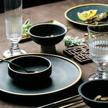 Load image into Gallery viewer, Ceramic Gold Inlay Plates Steak Food Dish Nordic Style Retro Tableware Bowl Ins Dinner Plate Cup High End Dinnerware Set
